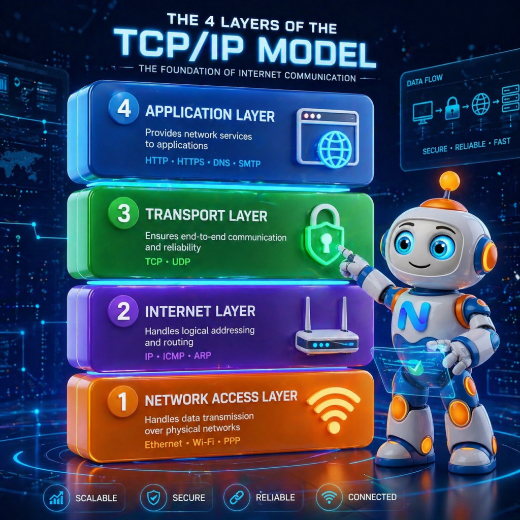 โครงสร้าง 4 เลเยอร์ของ TCP/IP Model