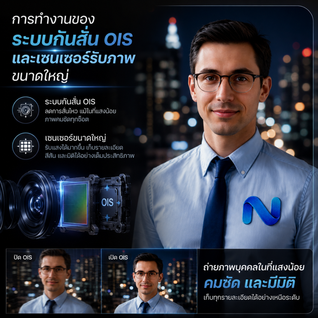 การทำงานของระบบกันสั่น OIS และเซนเซอร์รับภาพขนาดใหญ่