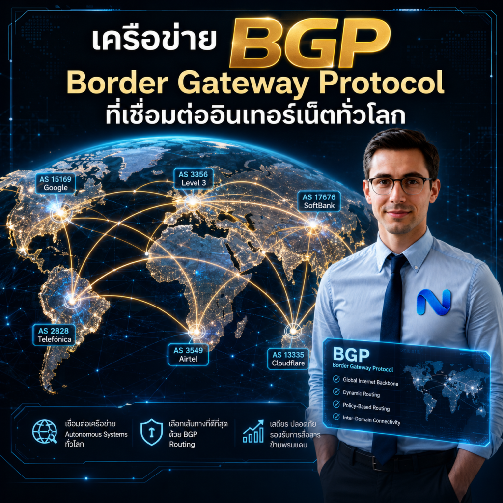 เครือข่าย BGP Border Gateway Protocol ที่เชื่อมต่ออินเทอร์เน็ตทั่วโลก