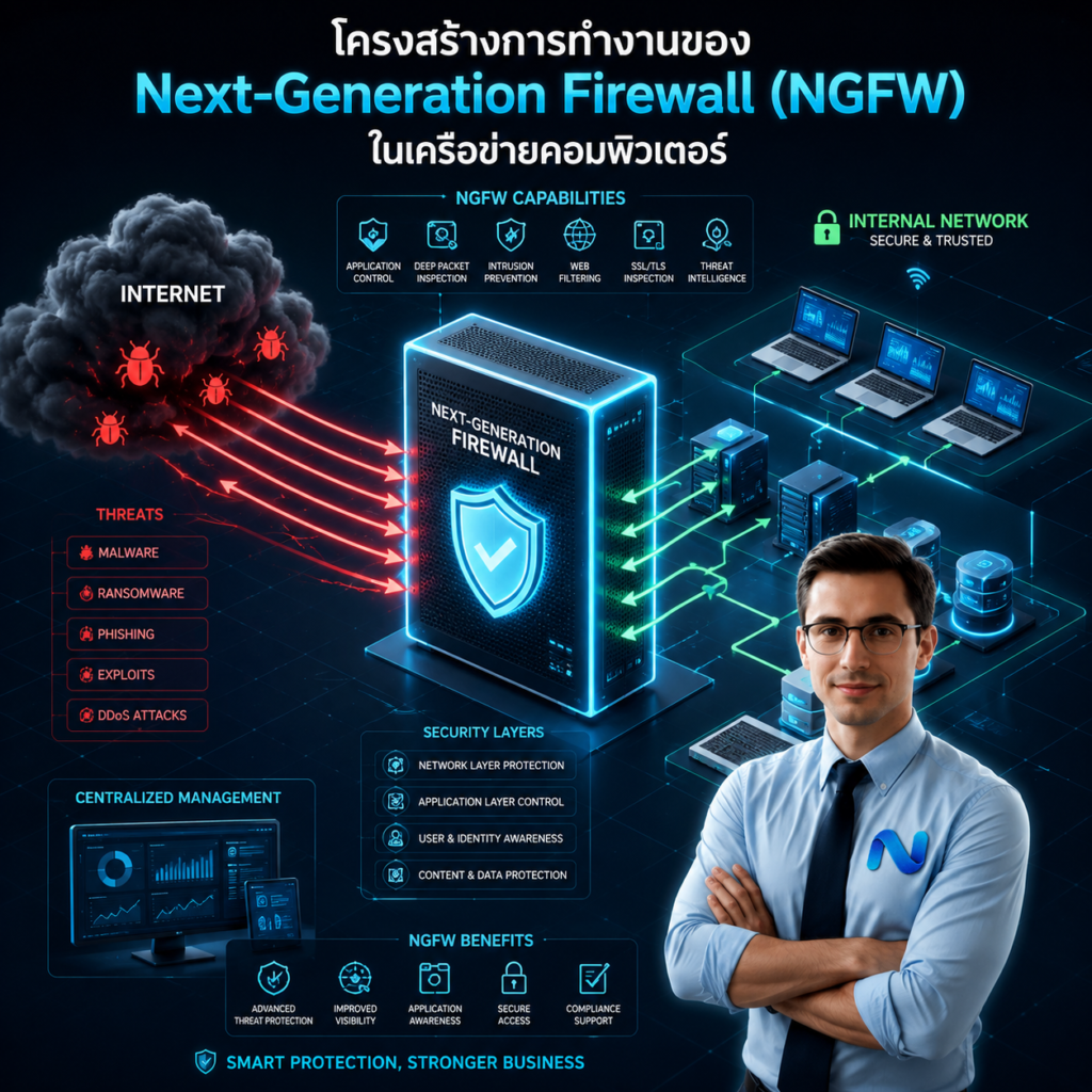 โครงสร้างการทำงานของ Next-Generation Firewall (NGFW) ในเครือข่ายคอมพิวเตอร์