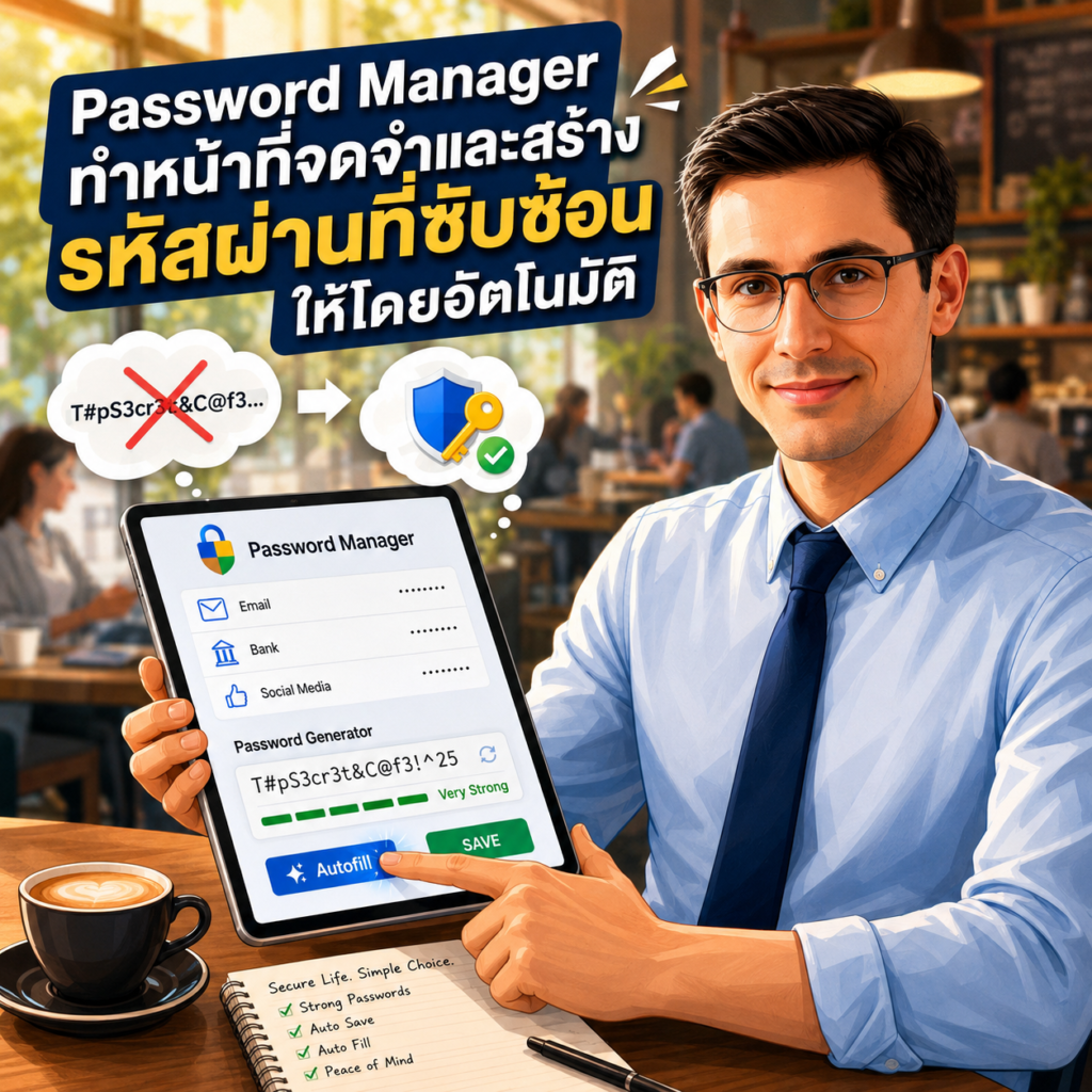 หน้าตาการใช้งาน Password Manager บนแท็บเล็ต