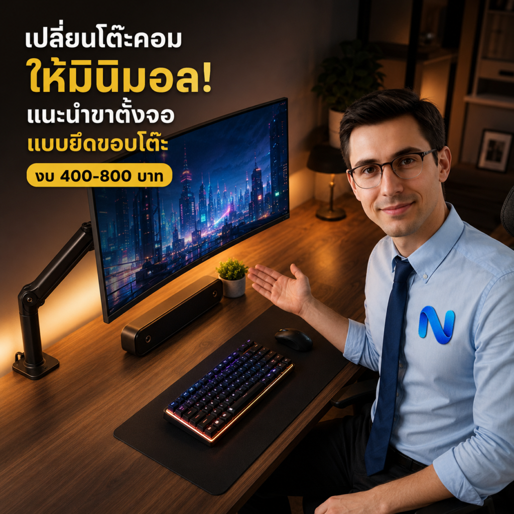 เปลี่ยนโต๊ะคอมให้มินิมอล! แนะนำขาตั้งจอแบบยึดขอบโต๊ะ งบ 400-800 บาท
