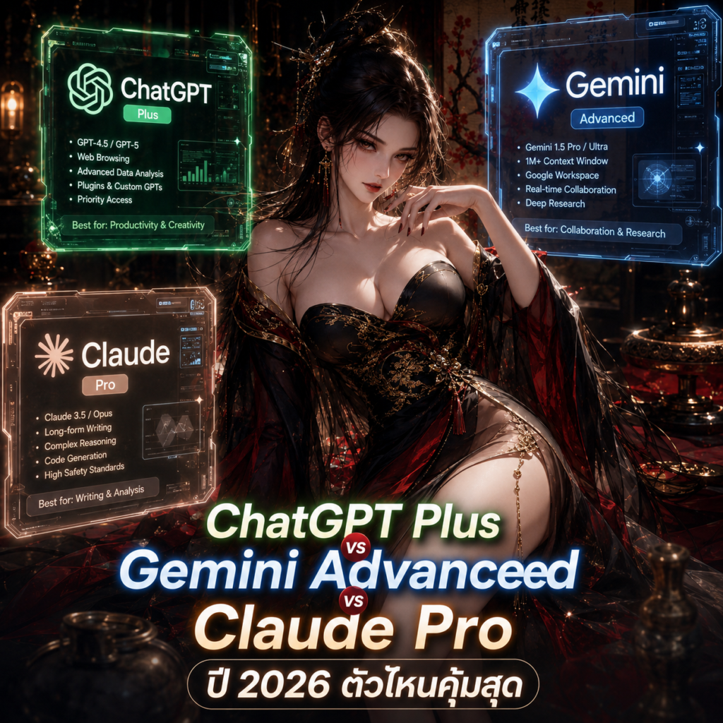 ChatGPT Plus vs Gemini Advanced vs Claude Pro ปี 2026 ตัวไหนคุ้มสุด