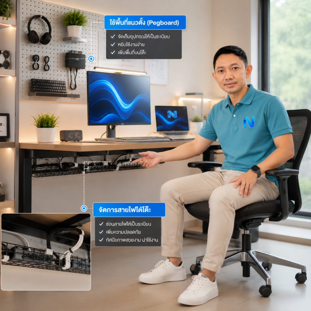 การจัดการสายไฟใต้โต๊ะ (Cable Management)