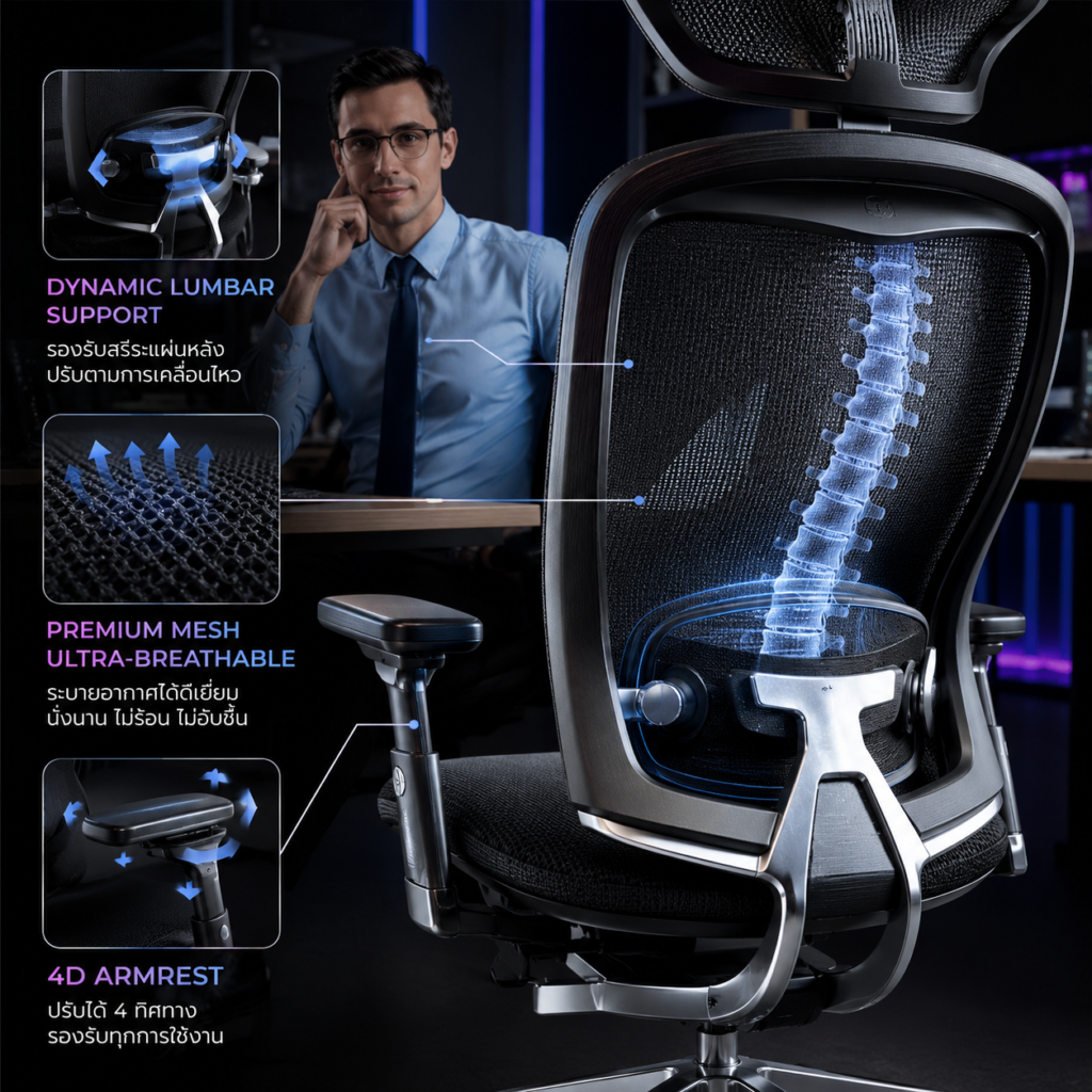 การจัดสภาพแวดล้อมด้านฮาร์ดแวร์เพื่อเสริมหลัก Ergonomics