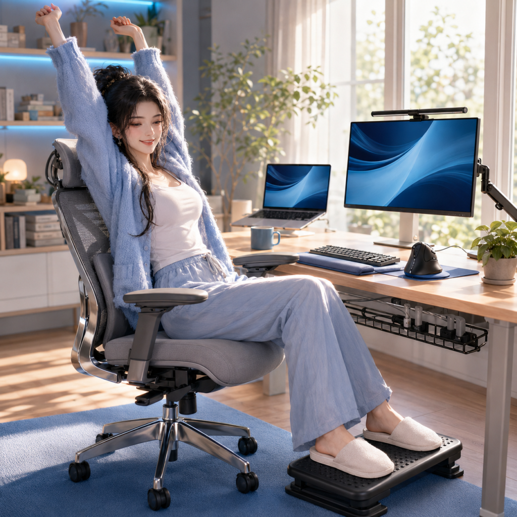 พักผ่อนยืดเส้นยืดสายบนเก้าอี้ Ergonomic