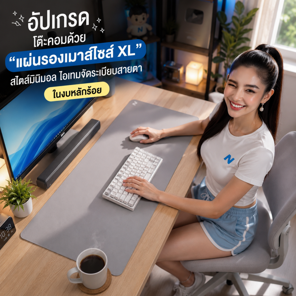 อัปเกรดโต๊ะคอมด้วย แผ่นรองเมาส์ไซส์ XL สไตล์มินิมอล ไอเทมจัดระเบียบสายตาในงบหลักร้อย