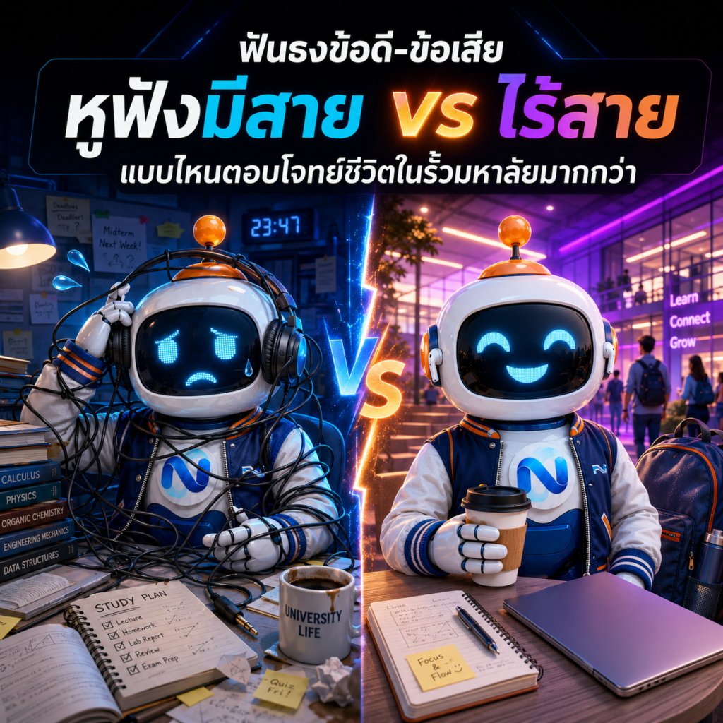 ฟันธงข้อดี-ข้อเสีย หูฟังมีสาย vs ไร้สาย แบบไหนตอบโจทย์ชีวิตในรั้วมหาลัยมากกว่า