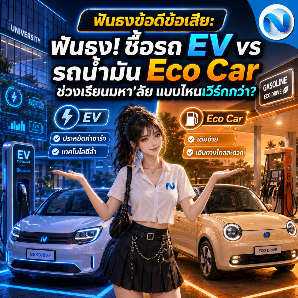 ฟันธงข้อดีข้อเสีย ฟันธง! ซื้อรถ EV vs รถน้ำมัน Eco Car ช่วงเรียนมหา'ลัย แบบไหนเวิร์กกว่า