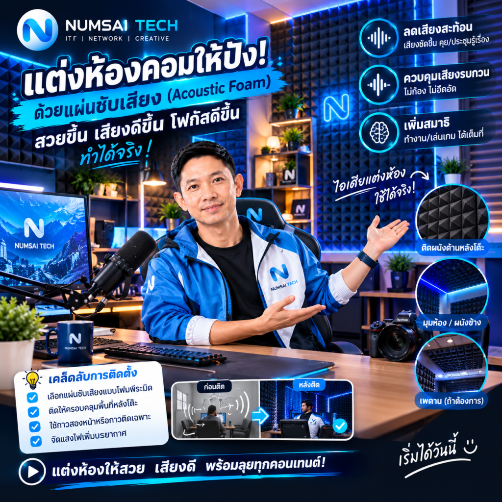 การติดแผ่นซับเสียง (Acoustic Foam)