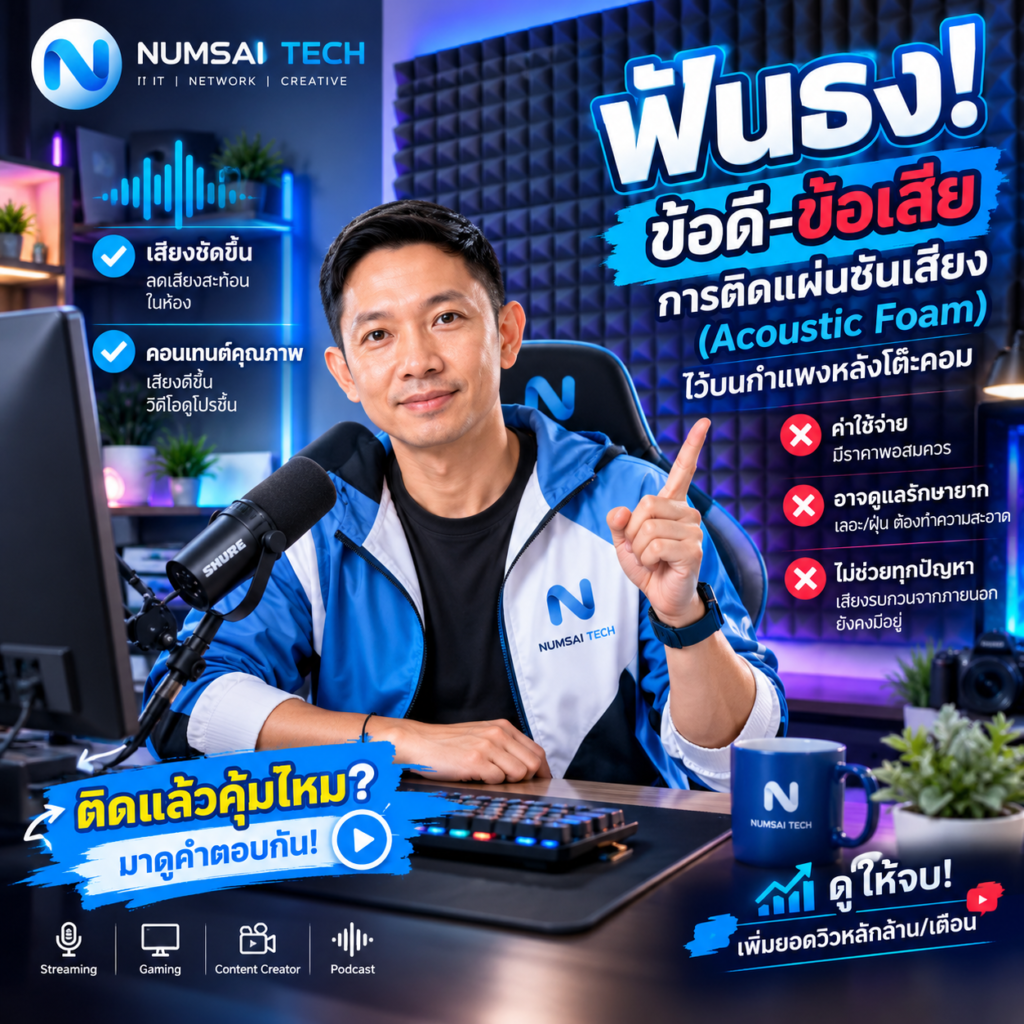 ฟันธงข้อดี-ข้อเสีย ของการติดแผ่นซับเสียง (Acoustic Foam) ไว้บนกำแพงหลังโต๊ะคอม