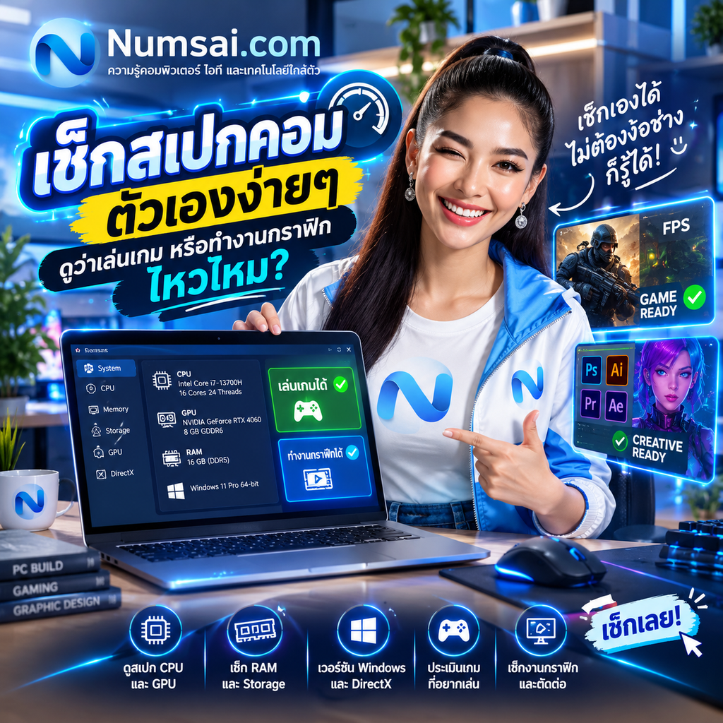 วิธีเช็กสเปกคอมตัวเองง่ายๆ และวิธีดูว่าเครื่องเราเล่นเกมหรือทำงานกราฟิกไหวไหม