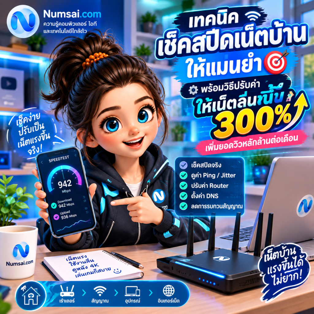 เทคนิคเช็คสปีดเน็ตบ้านให้แม่นยำ พร้อมวิธีปรับค่าให้เน็ตลื่นขึ้น 300%