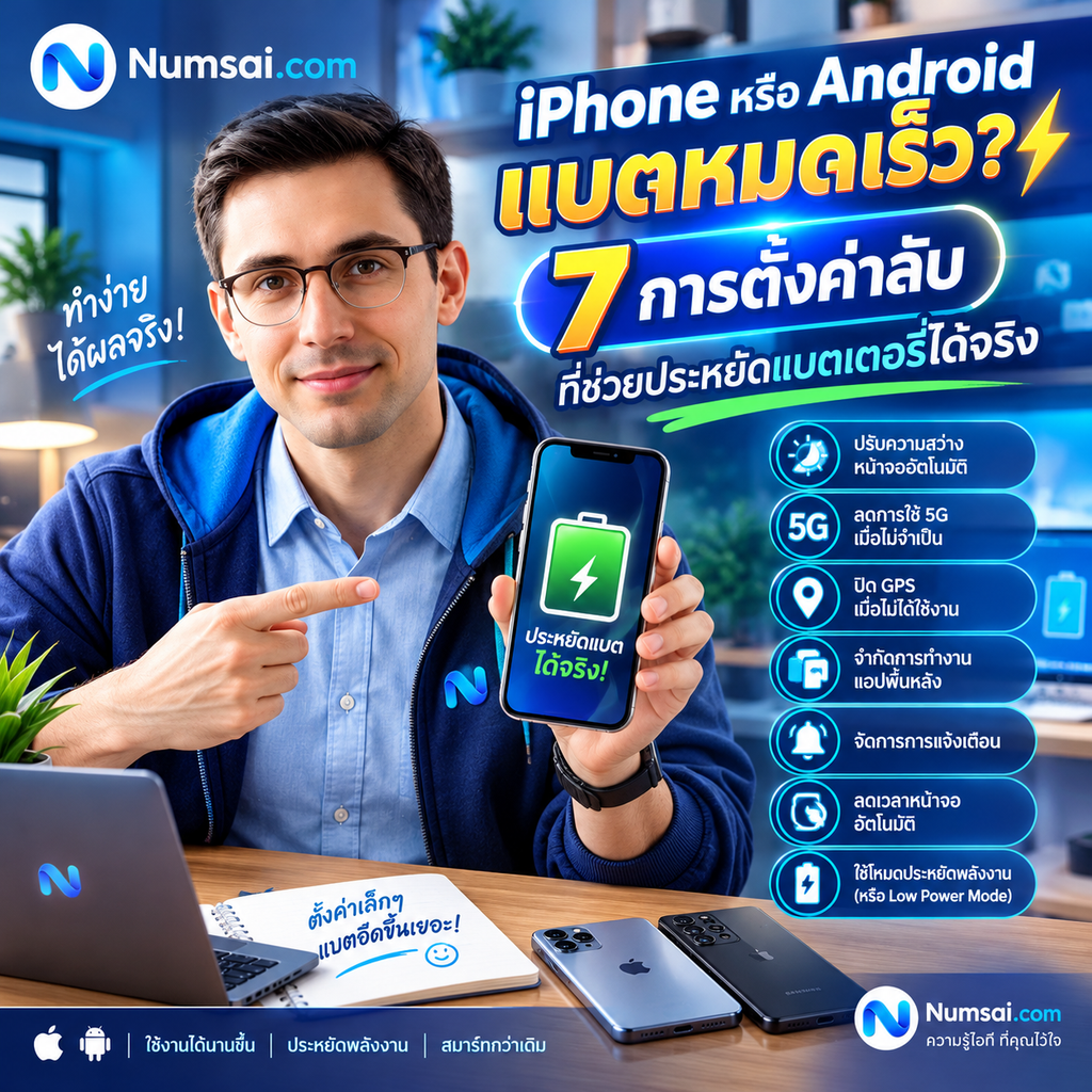 7 ตั้งค่าลับ ประหยัดแบตมือถือ
