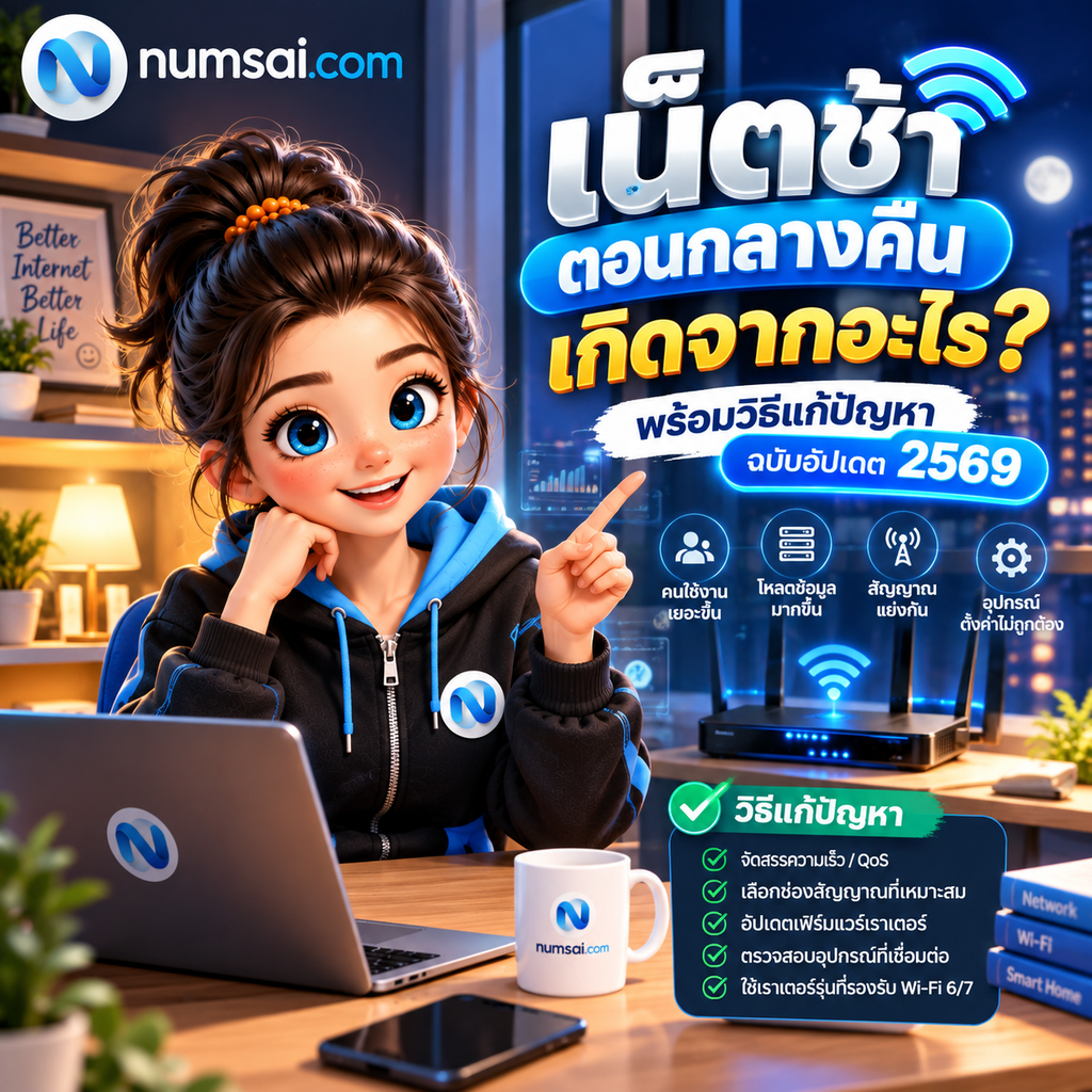 เน็ตช้าตอนกลางคืน เกิดจากอะไร พร้อมวิธีแก้ปัญหาฉบับอัปเดต 2569
